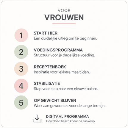 Xcellent Diet voor vrouwen digitaal programma met voedingsprogramma, receptenboek en stabilisatie